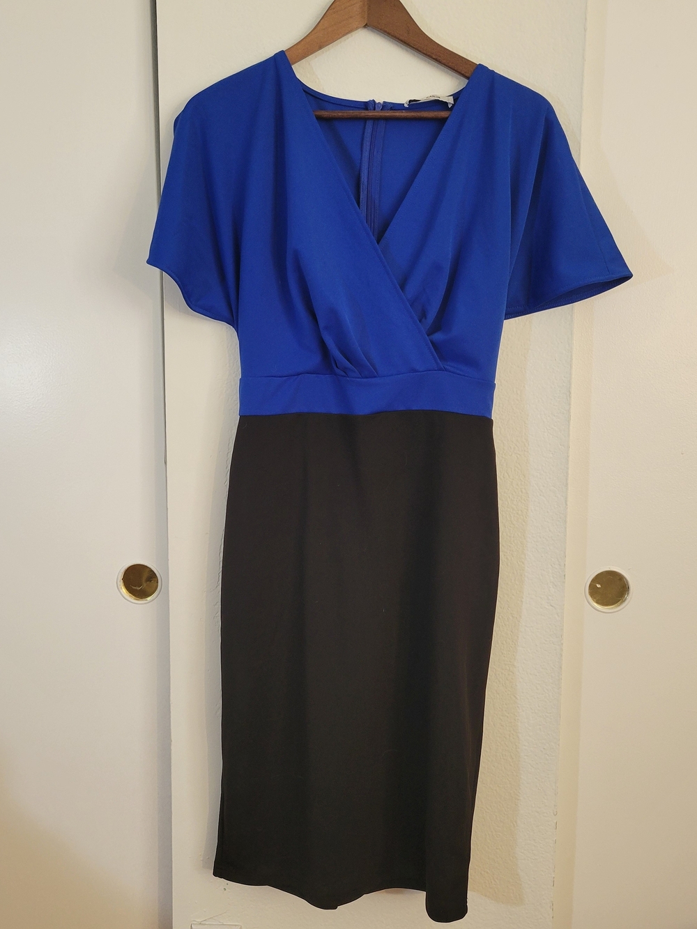 Grace Karin Royal Blue and Black Midi Sheath Dress